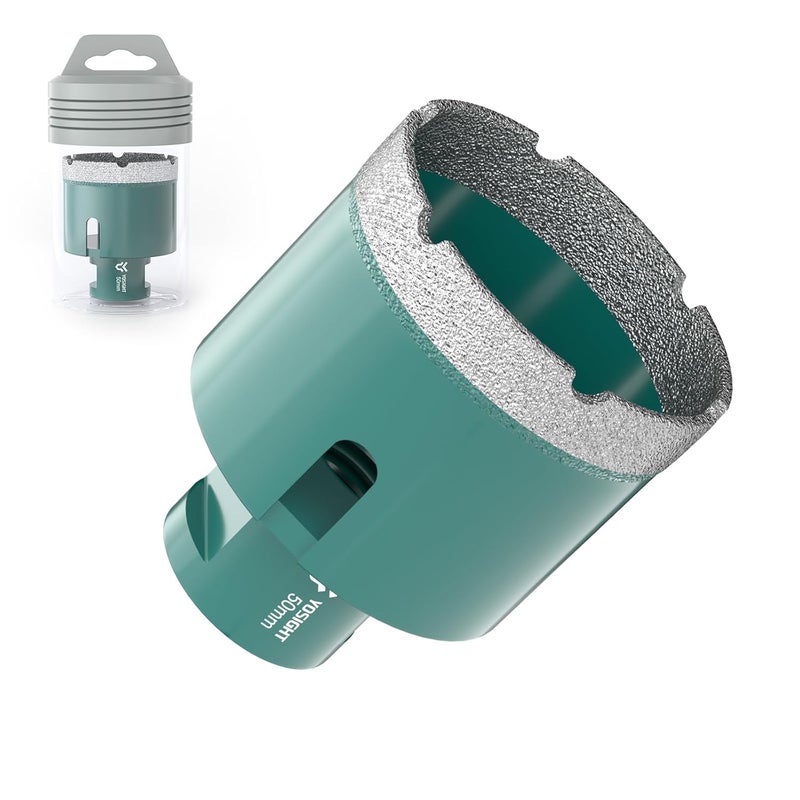 YOSIGHT 2 Inch Diamond Hole Saw - 50 mm M14 Shank Diamond Core Drill Bit for Angle Grinder, Dry/Wet Hole Opener, Ideal for Tile Granite Marble Glass Ceramic Brick Stone - Image 1